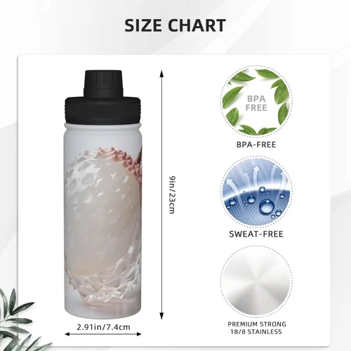 Vista 4 de litchi Printed Insulated Water Bottle, 18oz Stainless Steel Funny Travel Mug, Leakproof Hot & Cold for Sports, Gym, Hiking