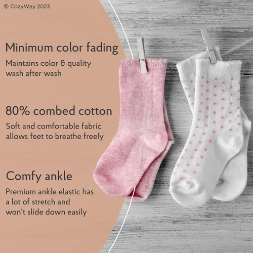 Vista 2 de CozyWay Baby Ruffle Socks Baby Girl Turn Cuff Ankle Comfy Cotton Socks Infant - 12 Pack