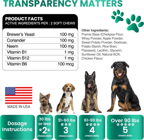 Vista 6 de Prevención de pulgas y garrapatas masticables para perros, fabricado en Estados Unidos, suplemento natural para pulgas y garrapatas, píldoras orales