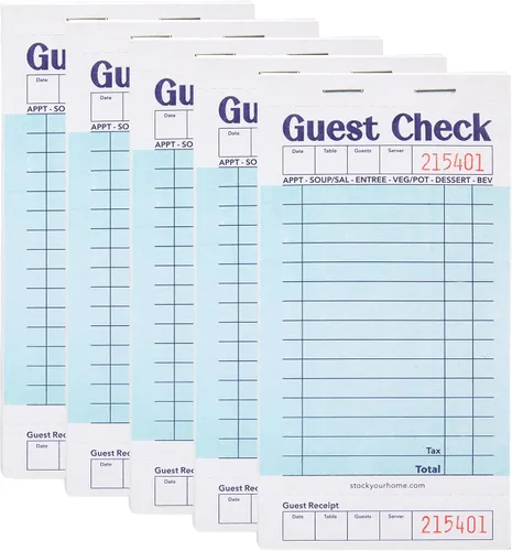 Vista 15 de Stock Your Home Libros de Cheques de Huéspedes en Blanco y Negro para Meseros (Paquete de 5) Blocs de Notas de Mesero, Talonario de Cheques