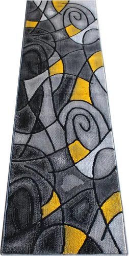 Vista 32 de Masada Rugs, Alfombra moderna y contemporánea, azul, gris y negro (2 pies x 3 pies)