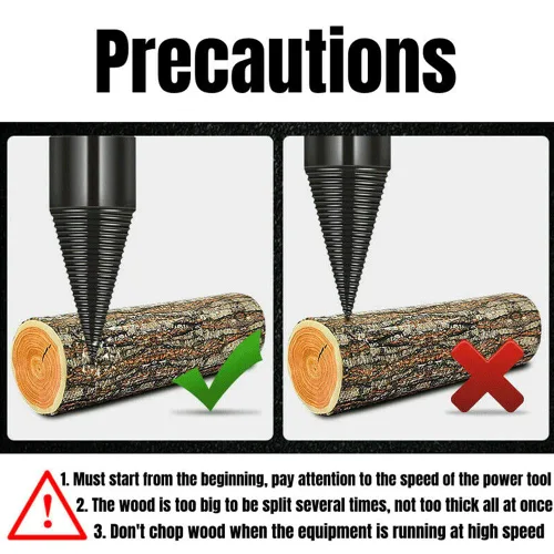 Vista 4 de Drill Bits Sets,Carving Tools,4pcs Firewood Log Splitter Wood Bit Heavy Duty Electric Drills Screw Cone Driver Removable 32mm + 3 Handles