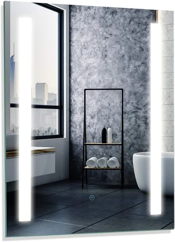Vista 2 de Homewerks 100163 - Espejo de baño LED de 24 x 30 pulgadas, montaje en pared, sin marco, antiniebla, luz regulable, 800 lúmenes, blanco brillante