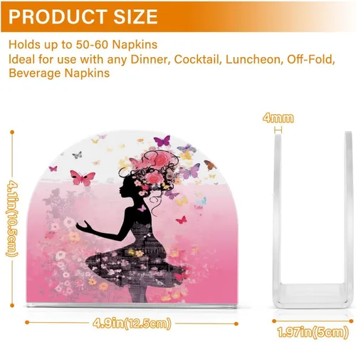 Vista 3 de Servilleteros de flores y mariposas para niñas, para mesas, servilleteros de acrílico transparente, servilleteros de cóctel para cocina
