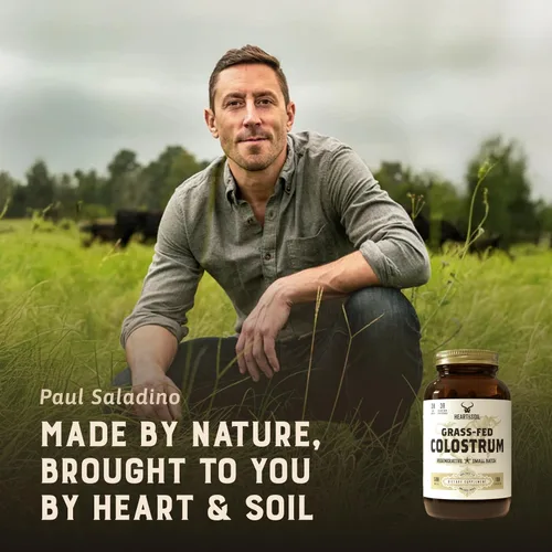 Vista 4 de HEART & SOIL Suplemento de calostro 100% alimentado con pasto y acabado de ganado regenerativo para la salud intestinal, muscular e inmunológica