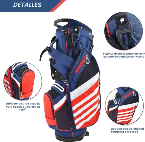 Vista 4 de BOBOPRO Bolsa de Soporte de Golf, Ligera con Divisores Superiores de 14 Compartimentos, Bolsa de Transporte de Golf con 8 Bolsillos, Bolsa de Golf