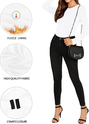 Vista 4 de MANGOPOP - Body de manga corta y manga larga para mujer, cuello redondo.