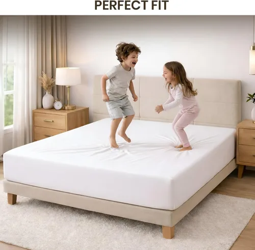Vista 4 de SGI bedding 100% Egyptian Cotton 600 TC Twin Size Fitted Sheet Only Soft, Smooth Sateen Weave 15" inch Deep Pocket Fitted Bed Sheet - White