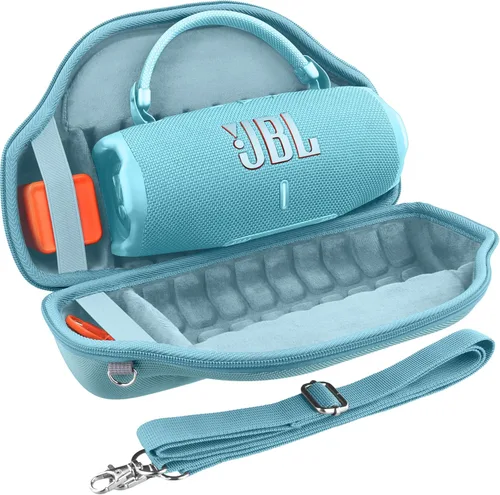 Vista 14 de co2CREA Case for JBL Charge 6 Portable Bluetooth Speaker, Blue Acolchado de espuma de alta densidad, mango reforzado, correa de hombro desmontable