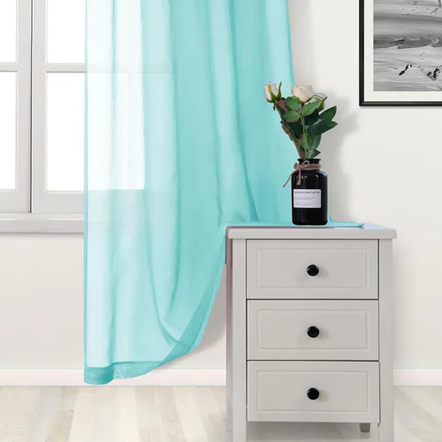 Vista 4 de DWCN Cortinas Transparentes Aqua de Voile Semitransparente con Bolsillo para Barra para Dormitorio y Sala de Estar, 36 x 36 pulgadas de Largo, Juego