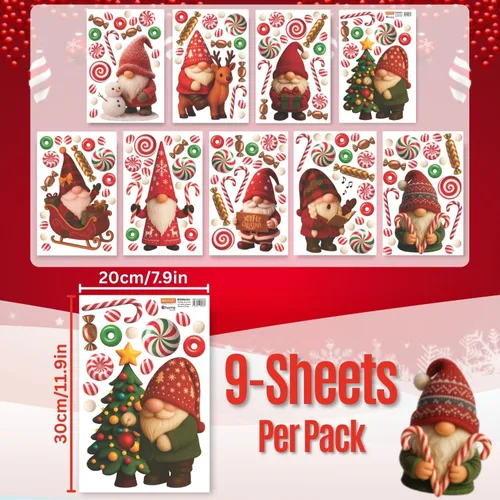 Vista 8 de WALPLUS Calcomanías Navideñas para Ventanas Decoraciones de Doble Cara Reutilizables Despegar y Pegar Removibles para Vidrio Sala de Estar Cuarto