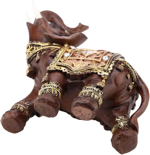 Vista 4 de HEEPDD JMonda - Estatua de elefante Feng Shui, figura de resina con tronco para decoración de oficina en casa, inauguración de la casa, pequeña