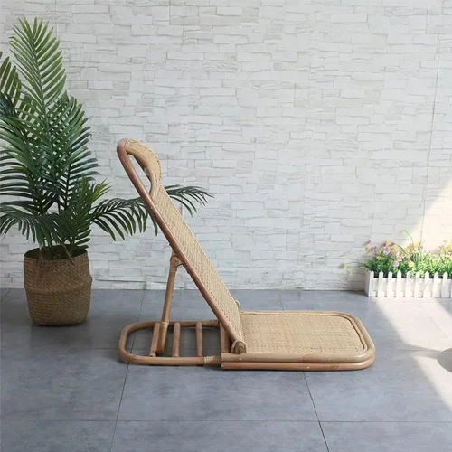 Vista 4 de Silla plegable ajustable de ratán de 4 engranajes, silla de playa plegable, para sala de estar, tatami para el hogar y la oficina
