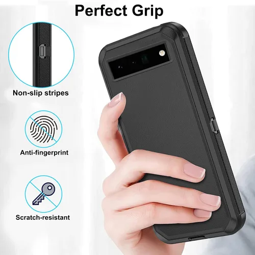 Vista 6 de Asuwish Funda de teléfono para Google Pixel 6 Pro, híbrida, resistente, a prueba de golpes, dura, a prueba de caídas, cuerpo completo, resistente
