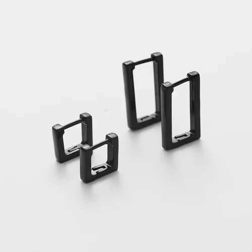 Vista 5 de 2 pares de aretes de aro minimalistas chapados en oro de 14 quilates, pequeños y delicados aretes geométricos cuadrados y rectangulares para niñas