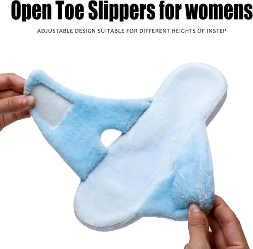 Vista 5 de Git-up Pantuflas ajustables para diabéticos para mujer, zapatos de casa de espuma viscoelástica con soporte de arco ortopédico, talón ortopédico