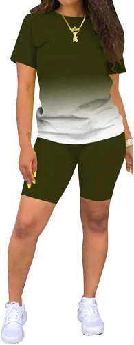 Vista 3 de PINSV Conjunto de 2 piezas ajustado con pantalón corto de verano para entrenamiento para mujer