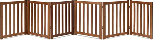 Vista 32 de LZRS Puerta para perros de madera independiente plegable de 2 paneles para interiores – Madera dura sólida de 24" de alto, puerta de seguridad