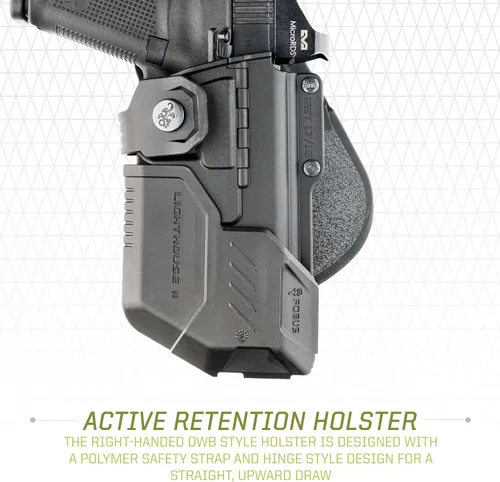Vista 3 de Fobus RBT17BUND Funda táctica OWB con Lighthouse II & III para Glock 17, 22 y 31, Shadow Systems DR920 Full Size y MR920, Smith & Wesson 9mm y .40