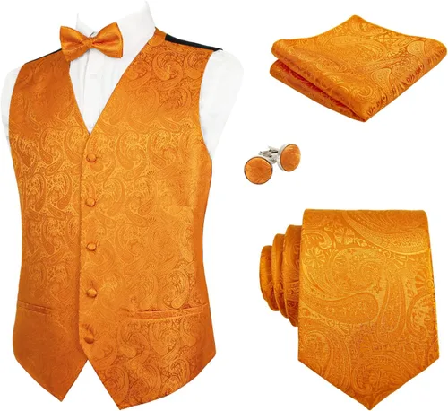Vista 26 de Alizeal Conjunto de 4 piezas de chaleco floral con lazo y bolsillo cuadrado 185-champán