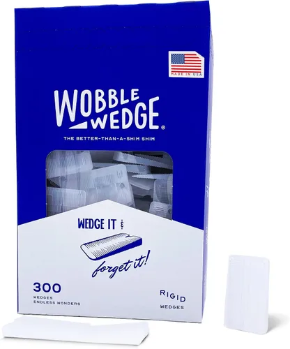 Vista 8 de WOBBLE WEDGES Cuñas de nivelación resistentes fabricadas en los Estados Unidos, las cuñas de plástico rígido originales para nivelar muebles, mesas