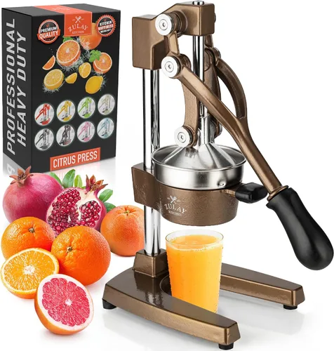 Vista 53 de Zulay Kitchen - Exprimidor de hierro fundido, exprimidor manual naranja, prensa de cítricos, color negro 01 - negro