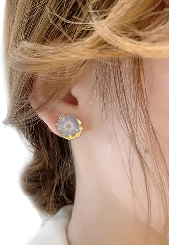 Vista 5 de SUNYIK Aretes de ágata natural de cuarzo para mujer, Ágata