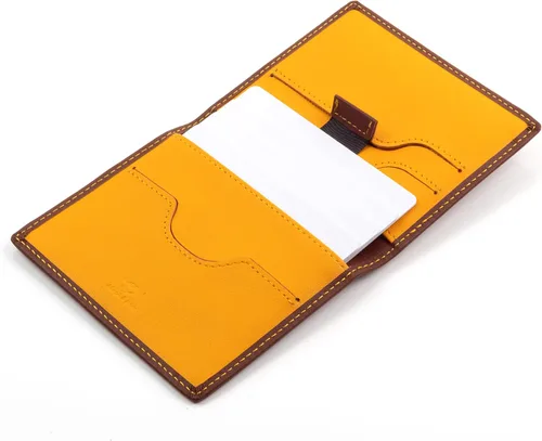 Vista 4 de Mush & Bow Rigel - Cartera para hombre, bloqueo RFID, plegable minimalista, Marrón, Minimalista