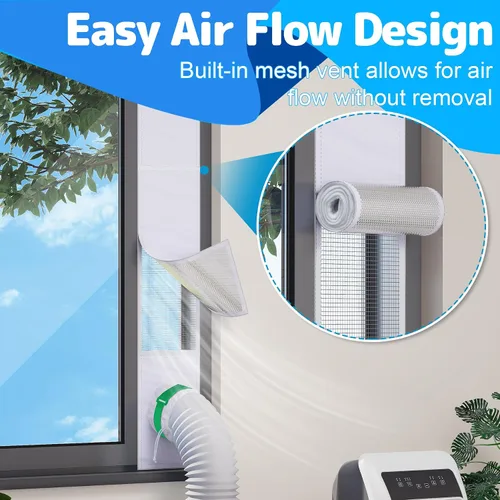 Vista 3 de Air Jade Kit de ventana de aire acondicionado portátil, kit de sellado de ventana aislado con ventilación de malla, kit de ventilación de CA