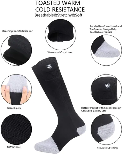Vista 4 de Calcetines térmicos para hombres y mujeres, calcetines de batería para pies fríos, calcetines eléctricos térmicos para campamento, calentadores