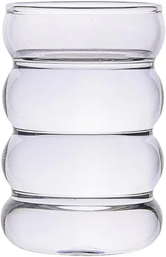 Vista 12 de Ochine Vasos acanalados para beber – Vasos de vidrio para vino, café, cócteles, expreso, té helado, agua, bebidas, jugo y cerveza