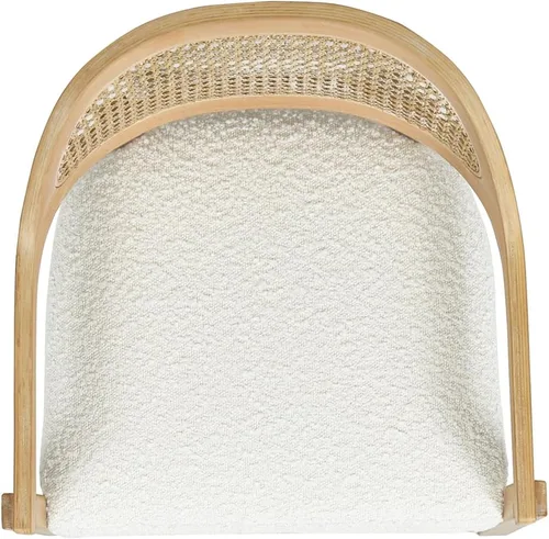 Vista 4 de Jennifer Taylor Home Americana Mid-Century - Taburete moderno de 26 pulgadas con respaldo de caña Boucle blanco marfil