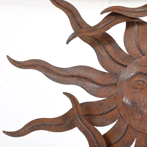Vista 3 de Decoración de pared de sol de metal de 21 pulgadas de ancho grande Sunface decoración al aire libre