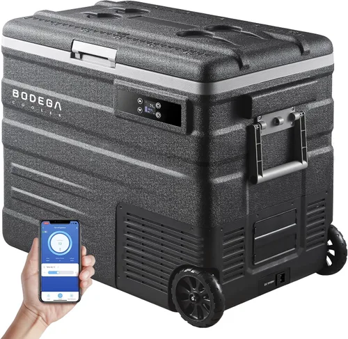 Vista 10 de BODEGACOOLER - Refrigerador de coche de 12 voltios, refrigerador de automóvil de 58 cuartos (55 L) con ruedas, congelador portátil