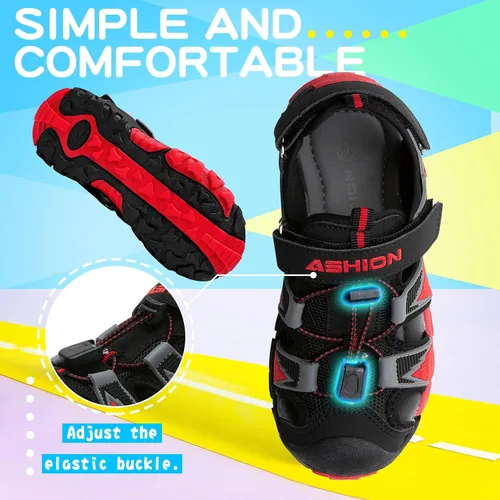 Vista 5 de Littleplum Sandalias deportivas con punta cerrada, zapatos de verano para niños, caminar, senderismo, atletismo, al aire libre