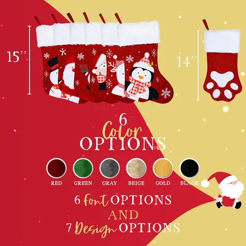 Vista 4 de Medias de Navidad personalizadas con nombre, 7 diseños, 6 fuentes, medias familiares personalizadas para Navidad, vacaciones y familia para Gnomo