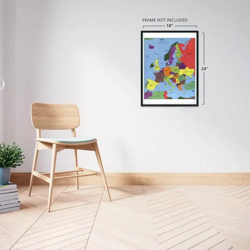 Vista 5 de HISTORIX - Póster del mapa de Europa 2004, 18 x 24 pulgadas, decoración artística de pared