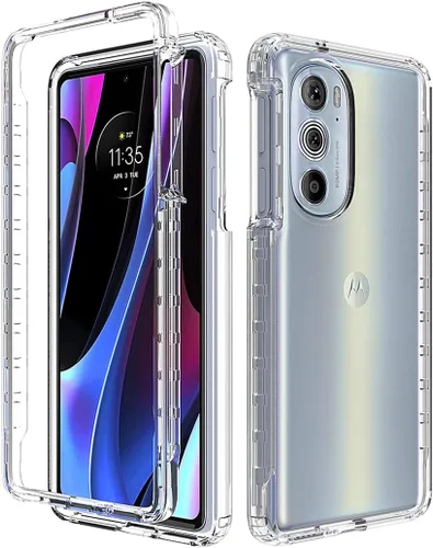 Vista 6 de Funda transparente compatible con Moto Edge + 2022/Edge 30 Pro/Edge X30 XT2201-1 con protector de pantalla de vidrio templado, bonita funda