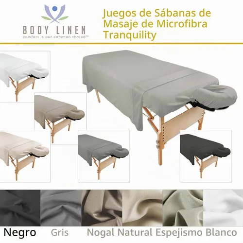 Vista 7 de Body Linen - Juego de sábanas de microfibra para masaje Tranquility, juego de sábanas de microfibra ligeras y duraderas, resistentes a las manchas