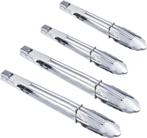 Vista 10 de HINMAY Pinzas pequeñas de acero inoxidable para servir alimentos, cocinar, asar ensaladas (7 pulgadas, 3 piezas)