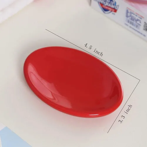 Vista 2 de Gaolinci 2pcs caja de jabón roja, plato de jabón de cerámica del cuarto de baño