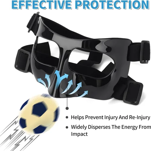 Vista 6 de QK01 - Protector de nariz para nariz rota, máscaras faciales para fútbol, baloncesto y otros deportes, ajustable, para niños, adolescentes