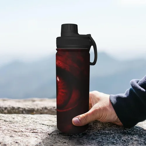 Vista 8 de Scarlet Eye Printed Insulated Water Bottle, 18oz Stainless Steel Funny Travel Mug, Leakproof Hot & Cold for Sports, Gym, Hiking