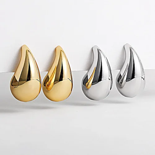 Vista 6 de SLOONG Waterdrop - Aretes colgantes de oro grueso con forma de lágrima, ligeros, chapados en oro de 18 quilates, aretes de plata de ley 925, joyería