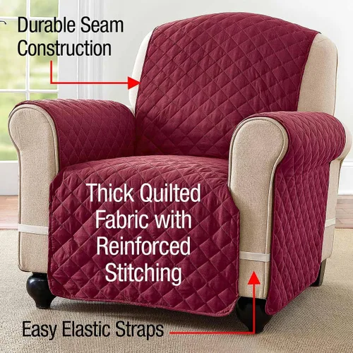 Vista 4 de Collections Etc - Funda protectora reversible, resistente a derrames y acolchada para muebles con lazos - Cubre el fondo del asiento, el respaldo