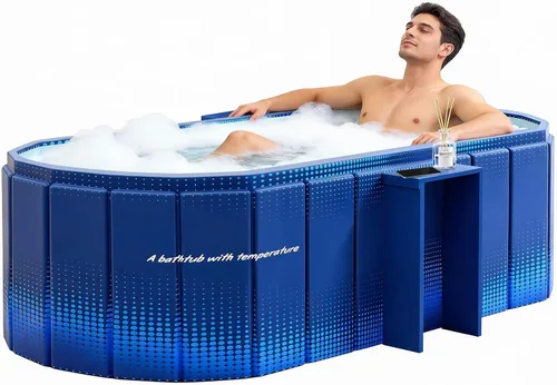 Vista 12 de Bañera Plegable Portátil, Bañera Independiente Sin Instalación, Bañera de SPA para Baño de Remojo, Cabina de Ducha Plegable Baño Caliente y Frío