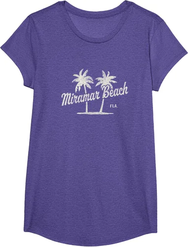 Vista 21 de Miramar Beach Florida Vintage 70s Palm Trees - Camiseta gráfica, Azul / Patchwork, S