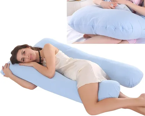 Vista 4 de Almohada de embarazo grande en forma de U de cuerpo completo con funda de almohada de algodón reemplazable y lavable para mujeres embarazadas que