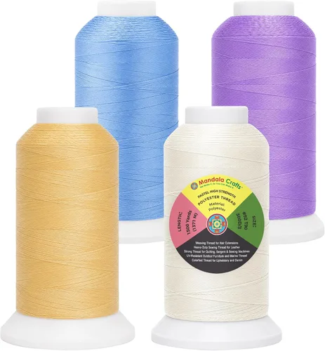 Vista 31 de Mandala Crafts Airforce Blue Tex 70 - Hilo de poliéster para tapicería 1500 Yds T70 UV Resistant Strong Thread for Leather Sewing, Marine