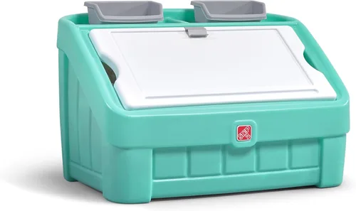 Vista 8 de Step2 Caja de juguetes y tapa de arte 2 en 1, contenedor y organizador de juguetes para niños, caballete y cofre en uno, hecho de plástico duradero